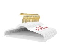 Wellong 52 Packs Velvet Clothes Hangers, 45cm Non-Slip Skirt and Dress Hangers With Shoulder Notches - Space Saving for Adults, White With Gold Hook