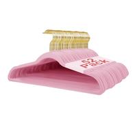 Wellong 52 Packs Velvet Clothes Hangers, 45cm Non-Slip Skirt and Dress Hangers With Shoulder Notches, Space Saving for Adults - Rose-Gold Hook