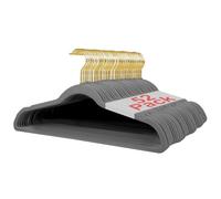Wellong 52 Packs Velvet Clothes Hangers, 45cm Non-Slip Skirt and Dress Hangers With Shoulder Notches, Space Saving for Adults - Grey With Gold Hook