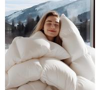 Wellos Luxury 1600 TC/DM Cotton Blend Down Feather Fibers Comforter California King, High Fluffy Medium Warmth All Season Duvet Insert, 8 Corner Tabs + High Fluffy 3D Baffle Box (104x96, White)