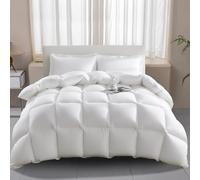 Wellos Luxury Goose Feather Down Comforter King Size Duvet Insert - 1000TC 100% Pure Cotton 750+ Fill-Power All Season White Duvets + Extra Fluffy 3D Baffle Box - King 106 X 90”