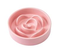 Welloyed 6'' Ceramic Slow Feeder Dog Bowls - Petal Shape Modern Dog Food Dish for Cats and Small Breed Dogs, Puzzle Maze Bowl to Slow Down Eating, Anti-Gulping, Dishwasher & Microwave Safe, Pink