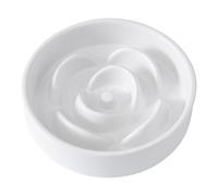 Welloyed 6'' Ceramic Slow Feeder Dog Bowls - Petal Shape Modern Dog Food Dish for Cats and Small Breed Dogs, Puzzle Maze Bowl to Slow Down Eating, Anti-Gulping, Dishwasher & Microwave Safe, White