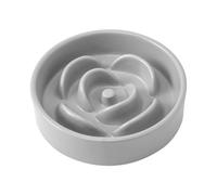 Welloyed 6'' Ceramic Slow Feeder Dog Bowls - Petal Shape Modern Dog Food Dish for Cats and Small Breed Dogs, Puzzle Maze Bowl to Slow Down Eating, Anti-Gulping, Dishwasher & Microwave Safe, Grey