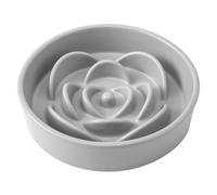 Welloyed 8.25'' Ceramic Slow Feeder Dog Bowls - Petal Shape Modern Dog Food Dish for Medium and Large Breeds, Puzzle Maze Bowl to Slow Down Eating, Anti-Gulping, Dishwasher & Microwave Safe, Grey