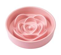 Welloyed 8.25'' Ceramic Slow Feeder Dog Bowls - Petal Shape Modern Dog Food Dish for Medium and Large Breeds, Puzzle Maze Bowl to Slow Down Eating, Anti-Gulping, Dishwasher & Microwave Safe, Pink