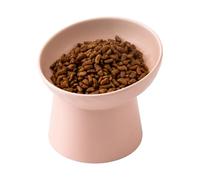 Welloyed Ceramic Raised Cat Bowls - Elevated Tilted Cat Food and Water Bowls, Anti Vomiting and Protect Pets' Spines Pet Feeding Dish for Cats, Dishwasher Microwave Safe (1 x Bowl - Pink)