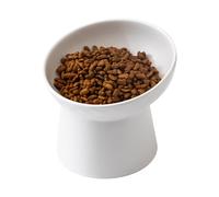 Welloyed Ceramic Raised Cat Bowls - Elevated Tilted Cat Food and Water Bowls, Anti Vomiting and Protect Pets' Spines Pet Feeding Dish for Cats, Dishwasher Microwave Safe (1 x Bowl - White)