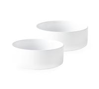 Welloyed Ceramic Set of 2 Dog and Cat Bowls - Classic Food & Water Bowl for Kitty, Cats and Toy Breed Dogs, Weighted Dog Dishes, Food Grade Pet Bowl, Dishwasher & Microwave Safe (5.1'', 2*16OZ, White)