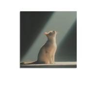 WELLPOSTER Light And Cat Posters Artful Canvas Prints Wall Art Trippy Painting Abstract Wall Decor for Living Room20x20inch(50x50cm) Unframe-style