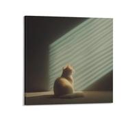 WELLPOSTER Light And Cat Posters Artful Canvas Prints Wall Art Trippy Painting Abstract Wall Decor for Living Room12x12inch(30x30cm) Frame-style