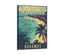 WELLPOSTER Nassau Bahamas - Vintage Travel Motivational Posters Trendy Aesthestic Canvas Prints Vintage Wall Art for Room Deco12x18inch(30x45cm) Frame-style-2