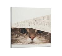 WELLPOSTER Peekaboo Cat Posters Artful Canvas Prints Wall Art Trippy Painting Abstract Wall Decor for Living Room28x28inch(70x70cm) Frame-style
