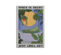 WELLPOSTER When In Doubt Just Chill Out Motivation Poster, Frog Sleep Posters Pink Canvas Prints Vintage Wall Art for Girls Living Room12x18inch(30x45cm) Unframe-style