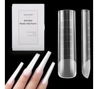 Wellquinn 3XL Rectangle Poly Nail Shapes 240 Pieces Full Cover Nail Shapes 12 Sizes Set for Salon and DIY