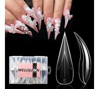 Wellquinn Deep Curved Stiletto Nails, Double Shapes for Polygel Extension, 3D Eagle Claw Nail Shape, Long Cat Claw, XXL, Falcon Curve, Sculptural, Reusable, Full Cover