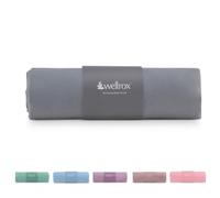 Wellrox Microfiber Yoga Hand Towel - Super Soft, Quick-Dry, Non Slip Yoga Towel for Hot Pilates, Gym & Workouts (26.5" x 16", Grey)