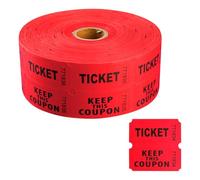 wellrun 1000 Pairs Raffle Tickets Double Rolls,Red 50/50 Raffle Tickets for Events,Entry,Prizes,School Parties,Carnival Games,Class Rewards, Admission,Drawings,Perforated Stub Tickets