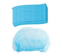 Wellrun 100pcs 21" Blue Disposable Non-Woven Mob Caps,Breathable Hygiene Hair Nets Covers for Kitchen,Catering,Beauty,Cleaning,Industrial Use