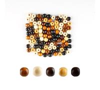 Wellrun 100PCS Natural Wood Beads,Mixed Color Wooden Spacer Beads,Round Wood Bead Large Hole for DIY,Jewelry Making,Macrame