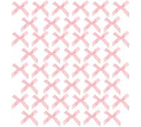 Wellrun 100pcs Pink Satin Ribbon Bows,Mini Bows for DIY Craft, Sewing,Hair Accessories,Gift Wrapping,Scrapbooking,Wedding