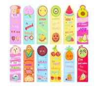 Wellrun 12 Pack Fruit Theme Bookmarks,Vibrant Colorful Cute Food Fruit Page Clips,Fun Book Accessories for Students Teens Food Lovers