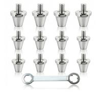 wellrun 12 PCS Metal Studs Football Boots Replacement Set with Wrench,11mm/13mm Aluminium Studs for Soft Ground Football Rugby Shoes,Silver Anti-Slip Screw-in Stud
