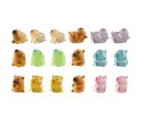 Wellrun 18PCS Cute Mini Capybara,Glow in the Dark Solid Color Tiny Capybara Ornaments for Tabletop Garden Dollhouse Landscape Party