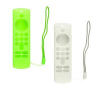 Wellrun 2 Pack Remote Control Cover Case,Anti-Slip Silicone Sleeve with Lanyard,Glow in the Dar,Protective Case for for Alexa Voice Remote 3rd Gen,Fire TV Stick 4K,Green & White