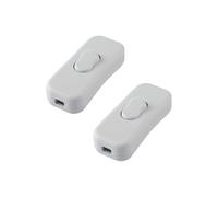 Wellrun 2 Pack Torpedo Switch, Inline Lamp Switchs Replacement, 250V Plastic Bedside Light Switch for Desk Lamp/Light/Bulb(White)