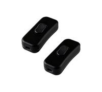 Wellrun 2 Pack Torpedo Switch, Inline Lamp Switchs Replacement, 250V Plastic Bedside Light Switch for Desk Lamp/Light/Bulb(Black)