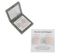 wellrun 2 Pcs Cute Rose Quartz Penguin Healing Crystal,You're My Penguin Decor with Greeting Card,Crystal Animal Ornaments for Partner,Wife,Husband,Gifts for Birthday,Valentine's Day
