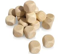 Wellrun 25PCS Blank Wooden Dice,20mm Unfinished Wood Cubes for Crafts,6-Sided Round-Corner Cube,Natural Square Blocks for DIY Projects,Custom Board Game Pieces,Creative Painting Decorating