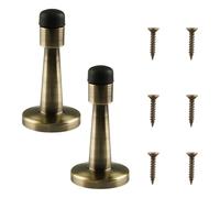 Wellrun 2Pack Antique Brass Door Stop,Zinc Alloy Wall Door Stoppers with Rubber Tips,Anti-Collision Wall Protector for Indoor Doors,Hotels,Offices,Bedrooms