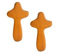 wellrun 2PCS 10CM Handheld Olive Wood Cross,Mini Natural Wood Grain Comforting Religious Cross for Prayer,Meditation,and Reflection,Gift for Men & Women