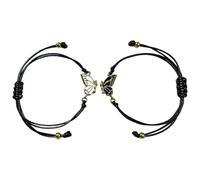 wellrun 2Pcs Friendship Bracelets with Butterfly Pendant,Handmade Charm Bracelets,Cute Matching Adjustable Cord Bracelet for Women,Best Friend,Sister,Couple