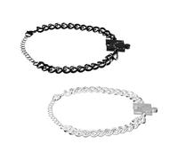 wellrun 2PCS Matching Heart Puzzle Bracelets,Adjustable Stainless Steel Love Heart Charm Bracelets,Gift for Couples,Anniversary Valentine Birthday