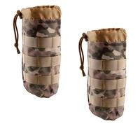 wellrun 2PCS Molle Water Bottle Holder,Tactical Nylon Hydration Pouch for Outdoor,Hiking,Camping,Cycling,Adjustable with Drawstring and Mesh Bottom,Camouflage