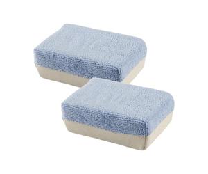Wellrun 2PCS Suede Sponge,2 in 1 Chamois & Microfibre Car Window Demister,Dual Side Car Window Dehumidifier for Cars Wash and Interior Care