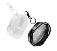 wellrun 2PCS Transparent PVC Cable Organizer Pouch,Portable Waterproof Cable Storage Bag with Keychain for Cord,Travel,Earphones,Chargers(Black&White)