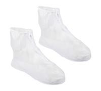 wellrun 2PCS White PVC Shoe Covers,Portable Waterproof Reusable Overshoes for Rainy Days,Washable Anti Slip Protective Shoe Protector for Outdoor Gardening Walking Camping Cleaning