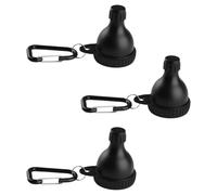 wellrun 3 Pack Protein Powder Container With Carabiner,2 in 1 Portable Formula Storage Pots,Water Bottle Funnels for Gym,Travel,Daily Use(Black)