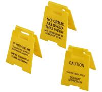 Wellrun 3 Pcs Unique Funny Office Desk Signs,Mini Caution Overstimulated No Crisis If You See Me,Prank Humorous Sticky Note Holder for Coworkers,Boss,Friend,Desk Decor,Teacher Ornament