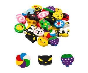 Wellrun 30 Pcs Colourful Cartoon Erasers,Cute Novelty Rubber Erasers for Party Favours,Classroom Rewards,Office Supply,Mini Pencil Marks Eraser for Students and Home Use