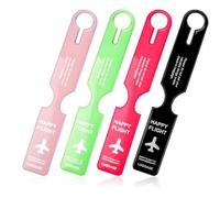 Wellrun 4 Pack PVC Luggage Tags,Vibrant Yellow,Blue,Grey,Purple Travel Baggage Identifiers for Suitcases & Handbags,Anti-Lost Accessories