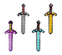 Wellrun 4 Pcs Inflatable Pixel Swords,Blow Up Diamond Pirate Sword Balloons for Birthday,Carnival,Cosplay,Pool Games,Fun Party Favors,Beach Props Supplies