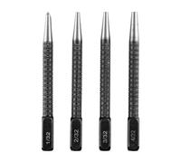 Wellrun 4 Pcs Portable Center Punch Set for Metal and Wood - Precision Hole Marking Nail Punch Tools with Knurled Grip, 0.8mm to 3.2mm, Black