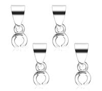 Wellrun 4Pcs 925 Sterling Silver Pendant Bails,Open Loop Necklace Clasp Connector for Jewellery Making,DIY Pendant Bail Clips for Chain,Cord,Charm,Craft Supplies