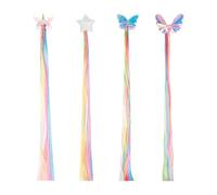 Wellrun 4PCS Colorful Wig Hair Clips,Rainbow,Star,Butterfly,Unicorn Hairpin Set,Creative Cute Clip-in Ponytail Accessories for Girls Parties,Birthdays,Daily Wear