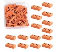 wellrun 50 Pcs Mini Red Bricks,8 Hole Terracotta Model Bricks,Realistic Brick Building for DIY Dollhouse Garden Landscaping,Sand Table,Village,Castle Building,Small World Crafts